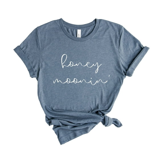 Verita Culture Honey Moonin for Women Cute Bride Graphic Short Sleeve Casual Mrs Gifts T-Shirt