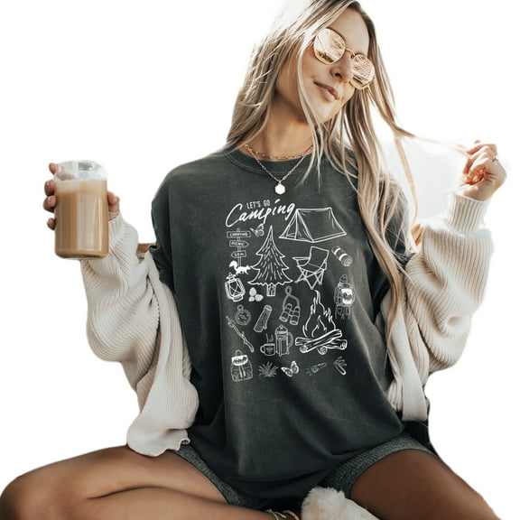 Verita Culture Let's Go Camping Funny Hiking Women’s Summer Graphic Tee