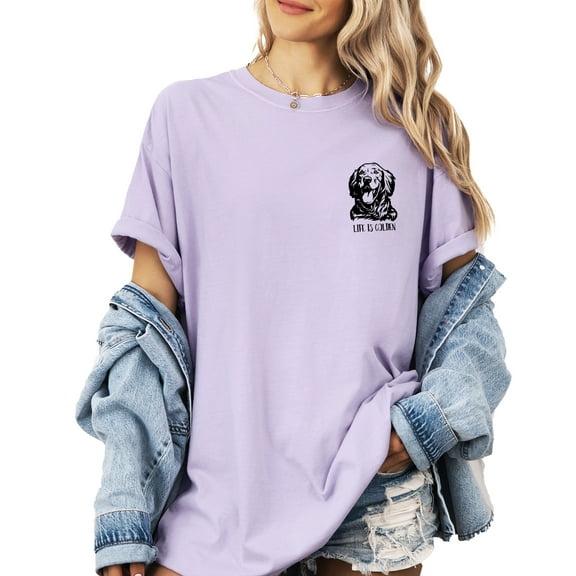 Verita Culture Life Is Golden Dog Mom Shirt for Women Cute Dog Mama Graphic Short Sleeve Casual Mama Gifts T-Shirt