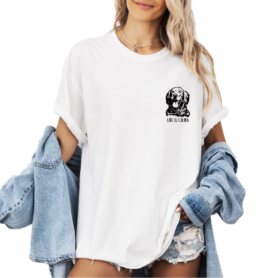 Verita Culture Life Is Golden Dog Mom Shirt for Women Cute Dog Mama Graphic Short Sleeve Casual Mama Gifts T-Shirt