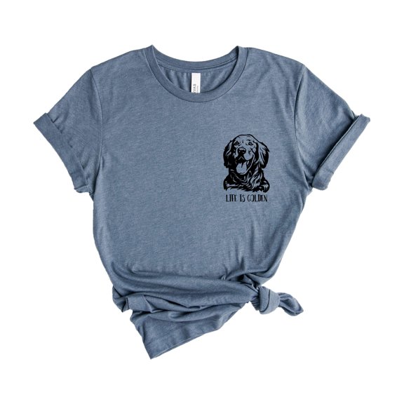 Verita Culture Life is Golden Left Side Shirt for Women Cute Dog Mom Graphic Short Sleeve Casual Mama Gifts T-Shirt