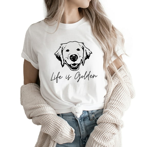 Verita Culture Life is Golden Shirt for Women Cute Dog Mom Graphic Short Sleeve Casual Mama Gifts T-Shirt