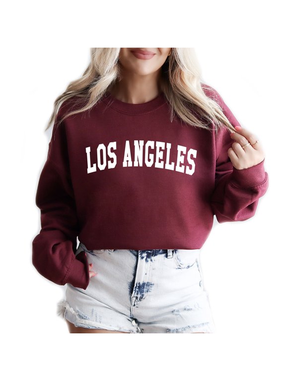 Los Angeles LA Women's Graphic Crew Neck Long Sleeve Sweatshirt Top