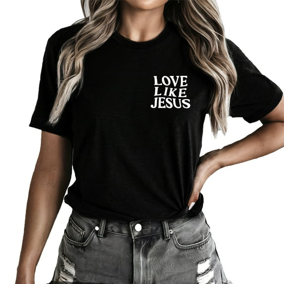 Verita Culture Love Like Jesus Pocket Jesus Graphic T Shirt For Women Inspirational Bible Verse Tees Funny Letter Print Short Sleeve Tee Tops