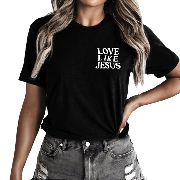 Verita Culture Love Like Jesus Pocket Jesus Graphic T Shirt For Women Inspirational Bible Verse Tees Funny Letter Print Short Sleeve Tee Tops