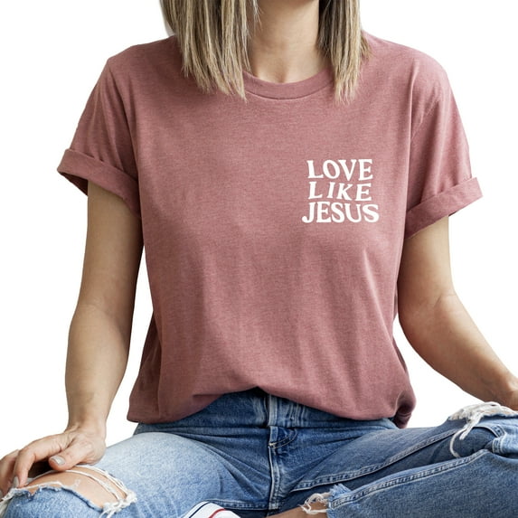 Verita Culture Love Like Jesus Pocket Jesus Graphic T Shirt For Women Inspirational Bible Verse Tees Funny Letter Print Short Sleeve Tee Tops