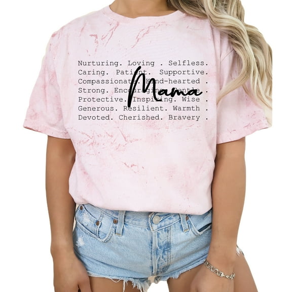 Verita Culture Mama Definition Shirts Women Mama Letter Printed T-Shirt Graphic Tee Casual Short Sleeve Tops