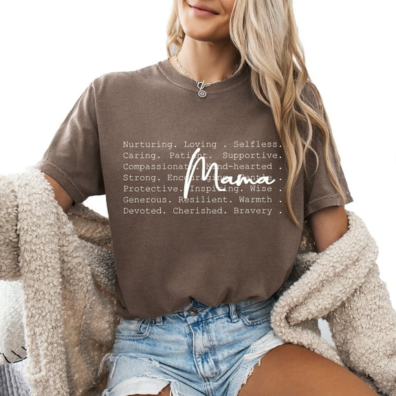 Verita Culture Mama Definition Shirts Women Mama Letter Printed T-Shirt Graphic Tee Casual Short Sleeve Tops