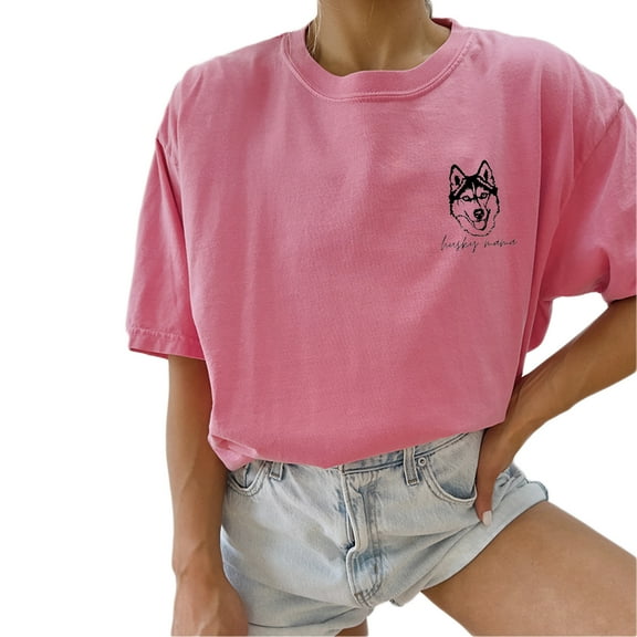 Verita Culture Mama Farmyard Left Chest Summer Graphic Tees For Women’s Short Sleeve Mom T-Shirts,Funny Mom Shirt Short Sleeve Graphic Mom T-Shirts