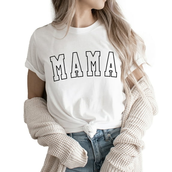 Verita Culture Mama Outline Summer Graphic Tees For Women’s Short Sleeve Mom T-Shirts,Funny Mom Shirt Short Sleeve Graphic Mom T-Shirts