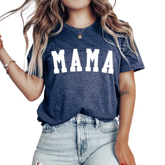 Verita Culture Mama Summer Graphic Tees For Women’s Short Sleeve Mom T-Shirts,Funny Mom Shirt Short Sleeve Graphic Mom T-Shirts