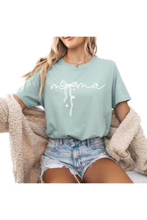 Mama Summer Ribbon Graphic Tees For Women’s Short Sleeve Mom T-Shirts,Funny Mom Shirt Short Sleeve Graphic Mom T-Shirts