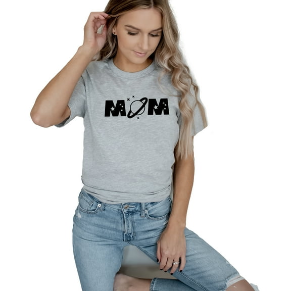Verita Culture Mom Space Cute Gift for Mother's Day Gifts Funny Graphic Tee Mama Shirts Casual Short Sleeve Tee Tops
