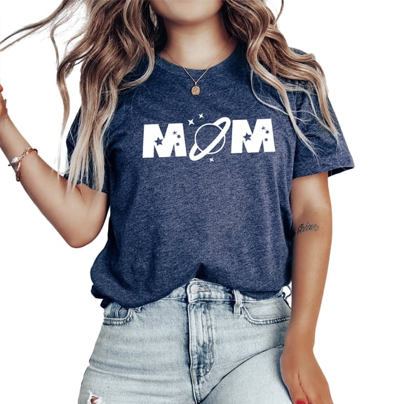 Verita Culture Mom Space Cute Gift for Mother's Day Gifts Funny Graphic Tee Mama Shirts Casual Short Sleeve Tee Tops