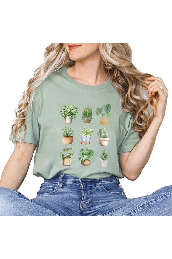 Nature Plants Gardening Pots Shirts for Women Plant Lover T Shirt Cute Gardener Tshirt Garden Graphic Tees Botanical Gardening Gifts Tops