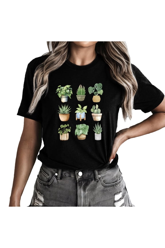 Nature Plants Gardening Pots Shirts for Women Plant Lover T Shirt Cute Gardener Tshirt Garden Graphic Tees Botanical Gardening Gifts Tops