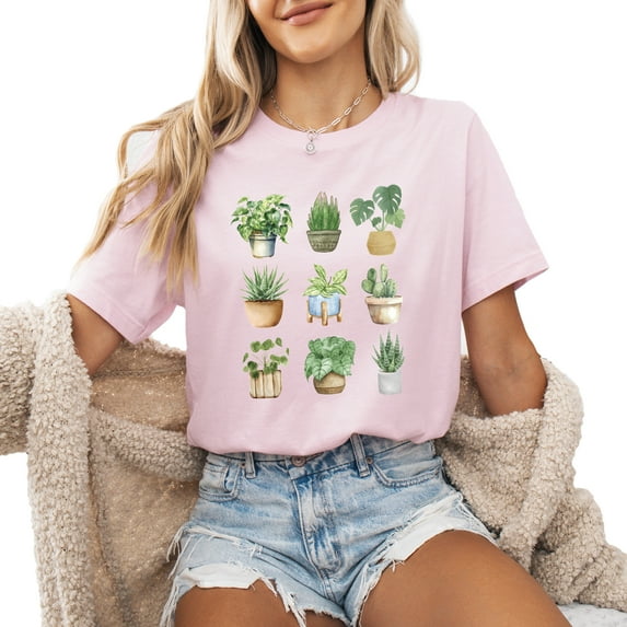 Verita Culture Nature Plants Gardening Pots Shirts for Women Plant Lover T Shirt Cute Gardener Tshirt Garden Graphic Tees Botanical Gardening Gifts Tops
