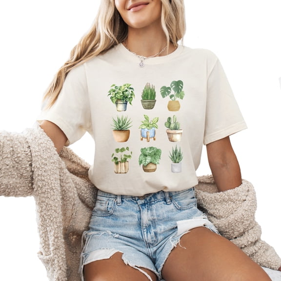 Verita Culture Nature Plants Gardening Pots Shirts for Women Plant Lover T Shirt Cute Gardener Tshirt Garden Graphic Tees Botanical Gardening Gifts Tops