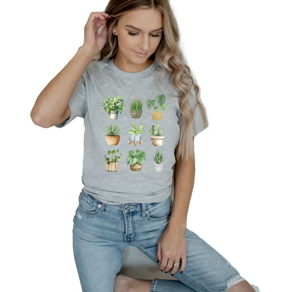 Verita Culture Nature Plants Gardening Pots Shirts for Women Plant Lover T Shirt Cute Gardener Tshirt Garden Graphic Tees Botanical Gardening Gifts Tops