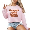 thumbnail image 1 of Verita Culture Pumpkin Spice & Jesus Christian Women's Graphic Crew Neck Long Sleeve Sweatshirt Top, 1 of 4
