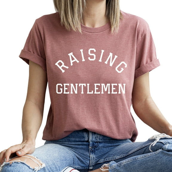 Verita Culture Raising Gentlemen Summer Graphic Tees For Women’s Short Sleeve Mama T-Shirts,Funny Mom Shirt Short Sleeve Graphic Mom T-Shirts
