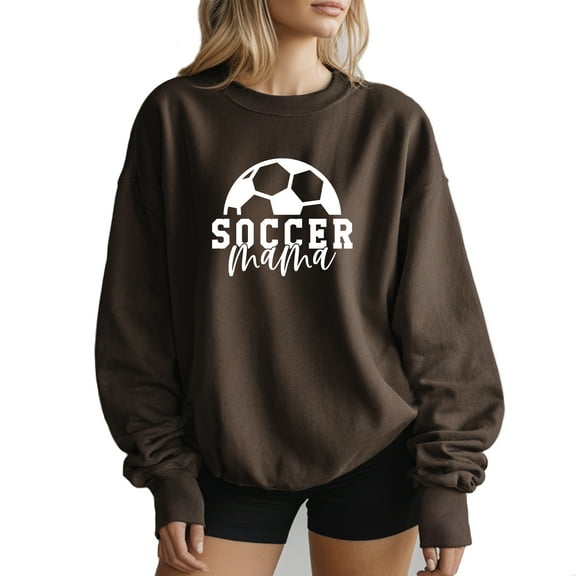 Verita Culture Soccer Mom Women's Graphic Crew Neck Long Sleeve Mama Sweatshirt Top