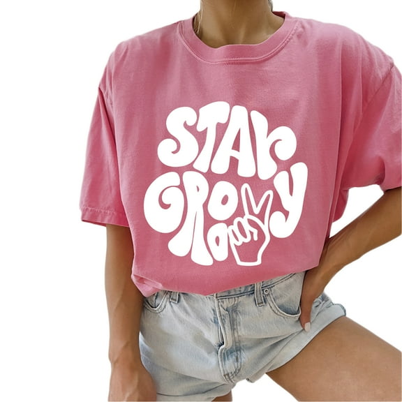 Verita Culture Stay Groovy Summer Graphic Tees For Women’s Short Sleeve T-Shirts