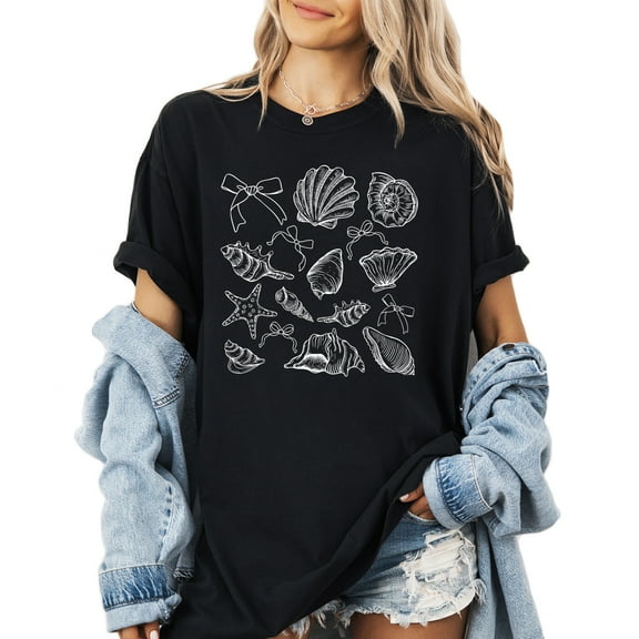 Verita Culture Summer Ocean Sea Shells Graphic Tees For Women’s Short Sleeve T-Shirts