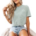 thumbnail image 1 of Verita Culture Sun And Wave Women's Beach Lovers Garment Dyed Pocket Shirt Adventure Wild Outdoor Graphic Tees Tops, 1 of 4