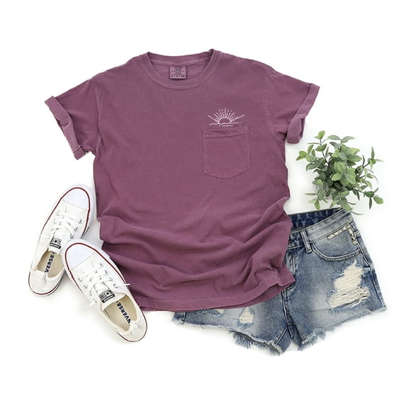 Verita Culture Sun And Wave Women's Beach Lovers Garment Dyed Pocket Shirt Adventure Wild Outdoor Graphic Tees Tops