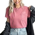thumbnail image 1 of Verita Culture Sunshine And Wave Women's Beach Lovers Garment Dyed Pocket Shirt Adventure Wild Outdoor Graphic Tees Tops, 1 of 4