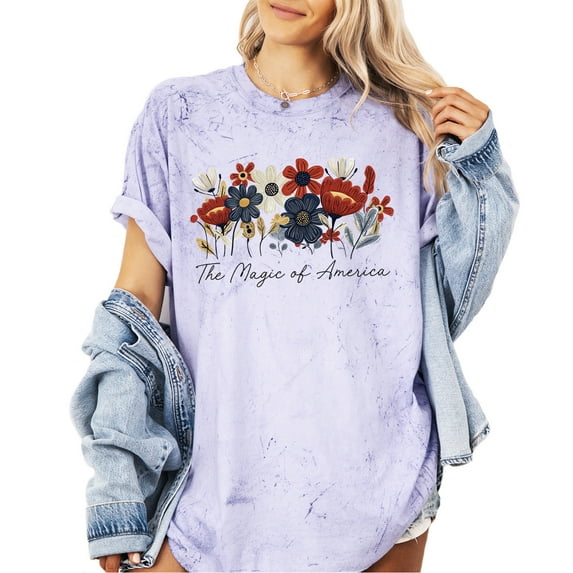 Verita Culture The Magic Of American Flag Shirt Women Oversize 4th of July Shirts Patriotic T-Shirt Memorial Day Short Sleeve Tops