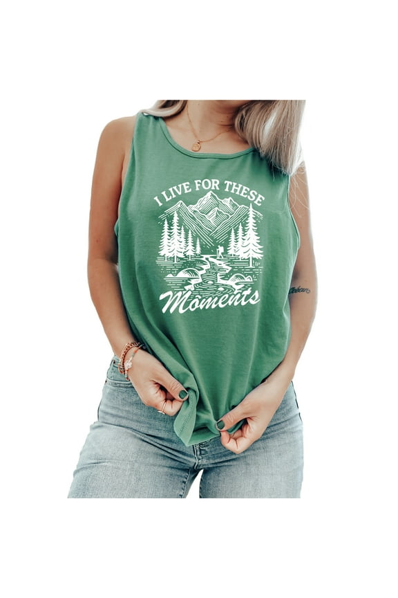 Women I Like For These Moments Funny Women’s Summer Hiking Graphic Tank Top