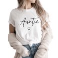 thumbnail image 1 of Verita Culture Women's Aunt Heart Underneath Letter Print Gaphic Short Sleeve Tee T Shirt, 1 of 3