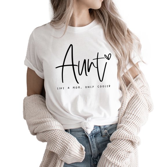 Verita Culture Women's Aunt Like Mom Only Cooler Gaphic Short Sleeve Tee T Shirt