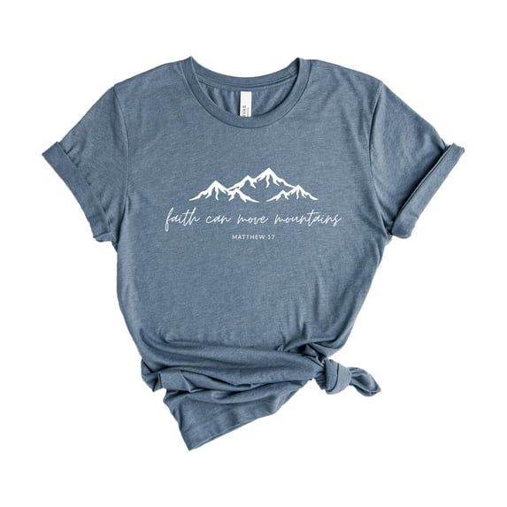 Verita Culture Women's Christian Faith Can Move Mountain Graphic Short Sleeve Tee T-shirt