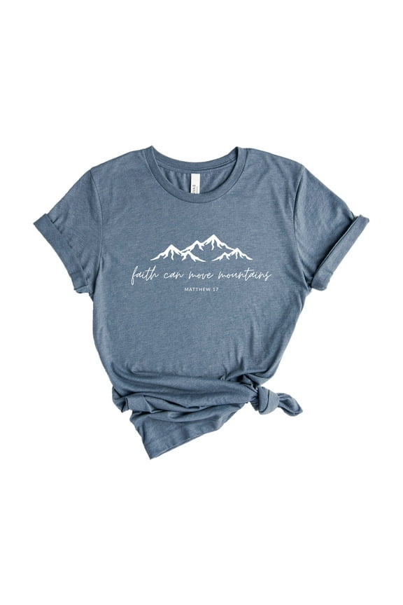 Women's Christian Faith Can Move Mountain Graphic Short Sleeve Tee T-shirt