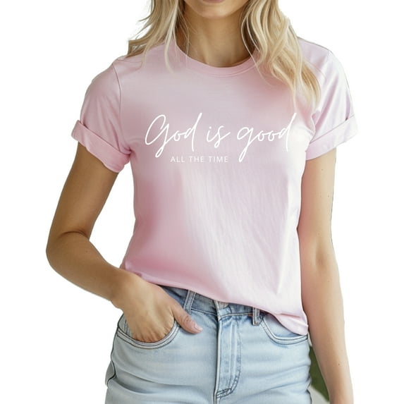 Verita Culture Women's Christian God Is Good Graphic Short Sleeve Tee T-shirt