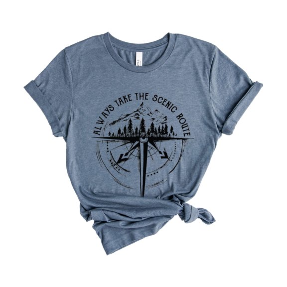 Verita Culture Women's Compass Traveling Summer Casual Gaphic Short Sleeve Hiking Tee T Shirt