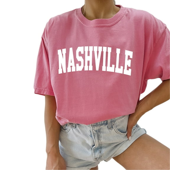 Verita Culture Women's Nashville Tennessee Tees Country Tshirts Summer Graphic Short Sleeve Tees for Women