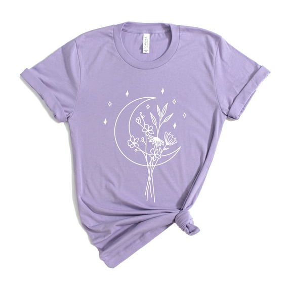 Verita Culture Women's Vintage Flower Moon T Shirt Boho Floral Graphic Loose Tees Short Sleeve Casual Tops