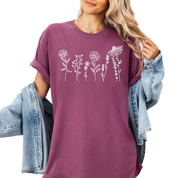 Verita Culture Women's Vintage WildFlowers Shirt Casual Boho Floral Printed T-Shirt Flower Graphic Tees Tops for Girl