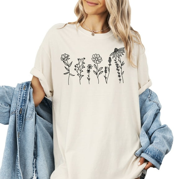 Verita Culture Women's Vintage WildFlowers Shirt Casual Boho Floral Printed T-Shirt Flower Graphic Tees Tops for Girl