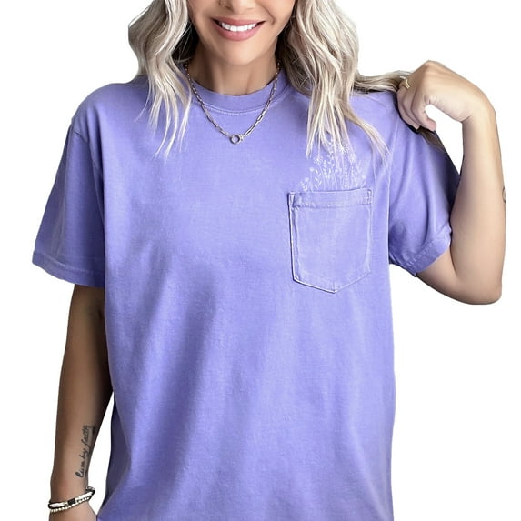 Verita Culture Women's Vintage Wildflowers Pocket Shirt Casual Boho Floral Printed T-Shirt Floral Flower Graphic Tees Tops for Girl