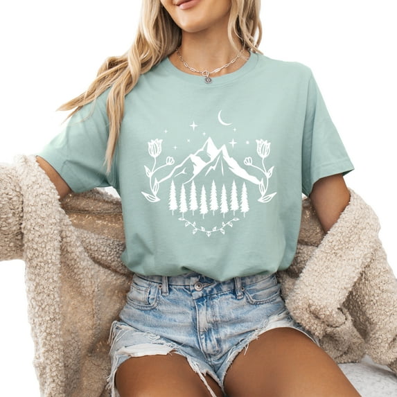 Verita Culture Women's Vintage Wildflowers T Shirt Boho Floral Graphic Loose Tees Short Sleeve Casual Tops