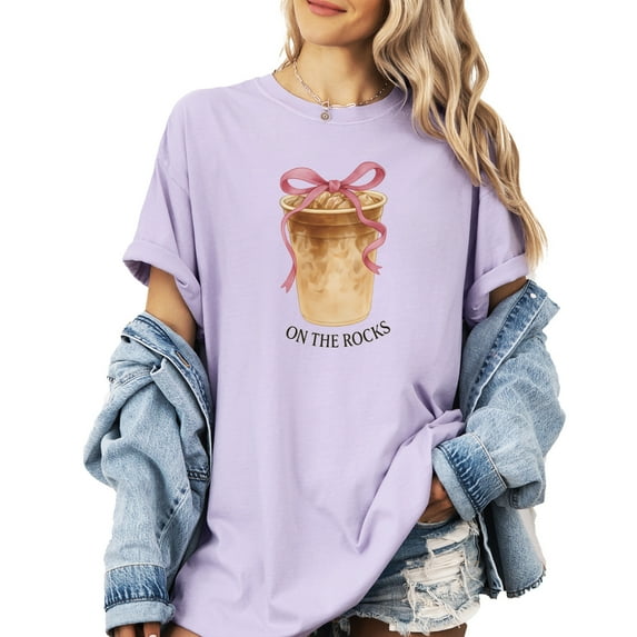 Verita Culture Womens Funny T Shirts On The Rock Iced Latte Coffee Summer Graphic Tee