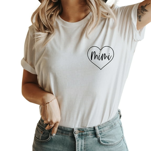 Verita Culture Womens Mimi Heart Pocket Cute Gift for Funny Grandma Graphic Tees