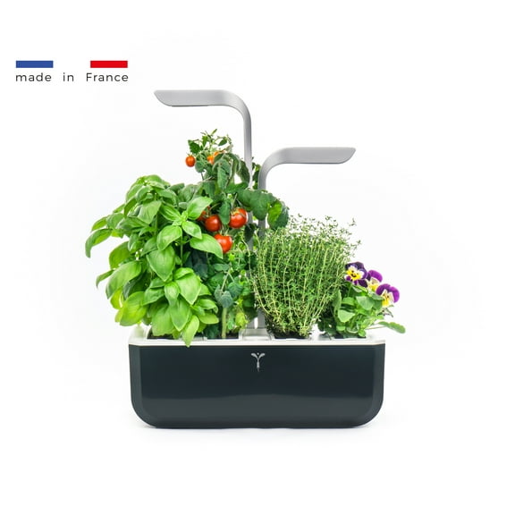Veritable SMART Soft Black - Hydroponics Growing System, Indoor garden w/LED grow light, 4 Organic pre-seeded Lingots refills included. Self irrigation w/ blinking alert. Made in France