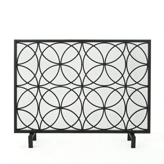 Veritas Single Panel Iron Fireplace Screen, Black