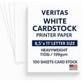 thumbnail image 1 of Veritas White Cardstock Printer Paper, 8.5” x 11” Letter Size, Heavyweight Card Stock, 110lb/199gsm, 100 Sheets, Thick Cardstock for Copy, Business Cards Making, Office Printing, Made In USA, 1 of 3